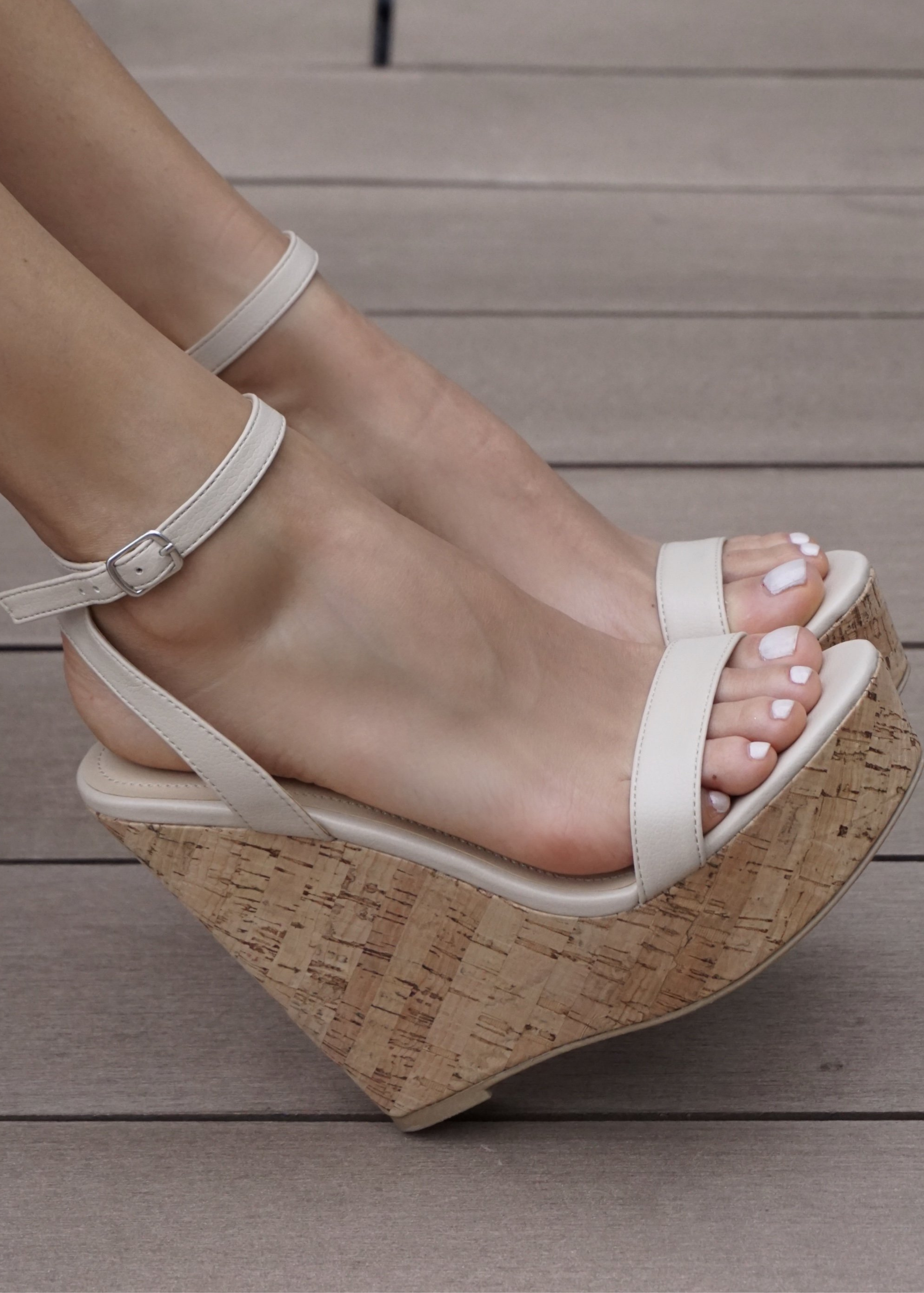 white wedges heels