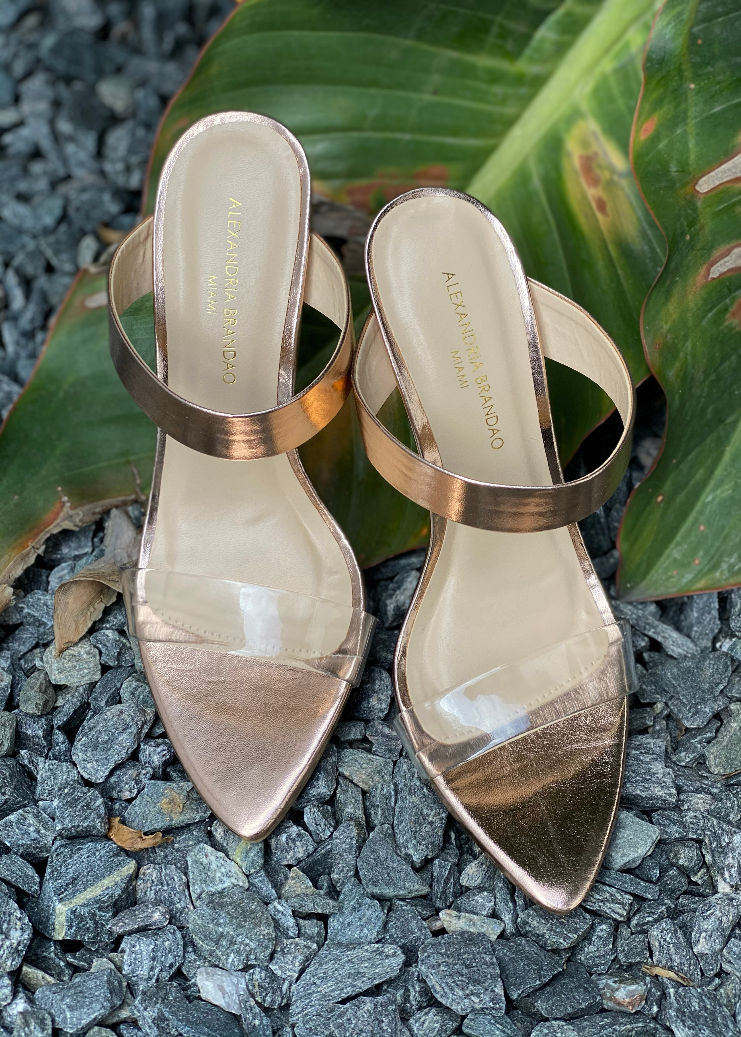 Rose Gold 2 Part Diamanté Strappy Sandals | New Look