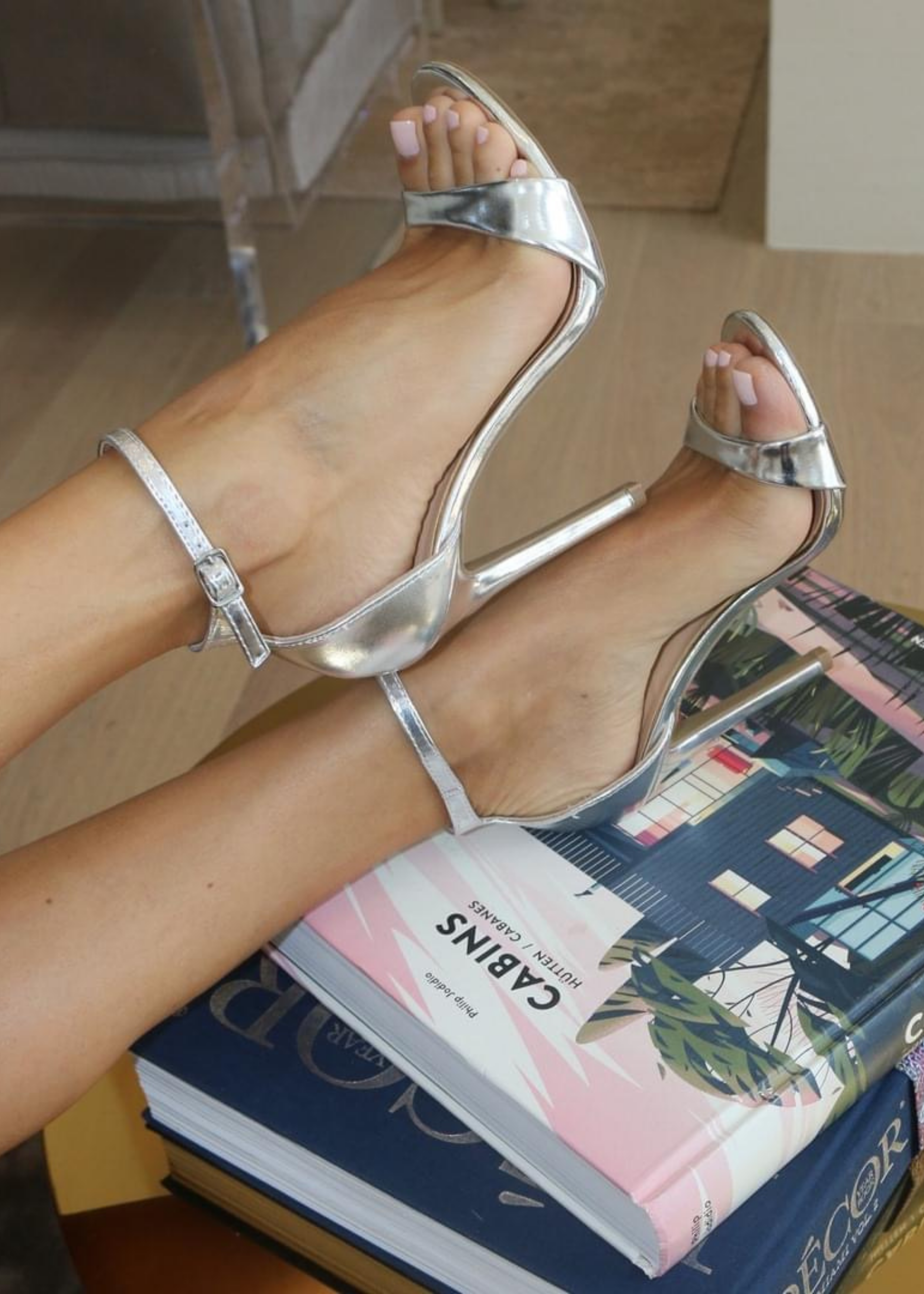 silver heels with strap